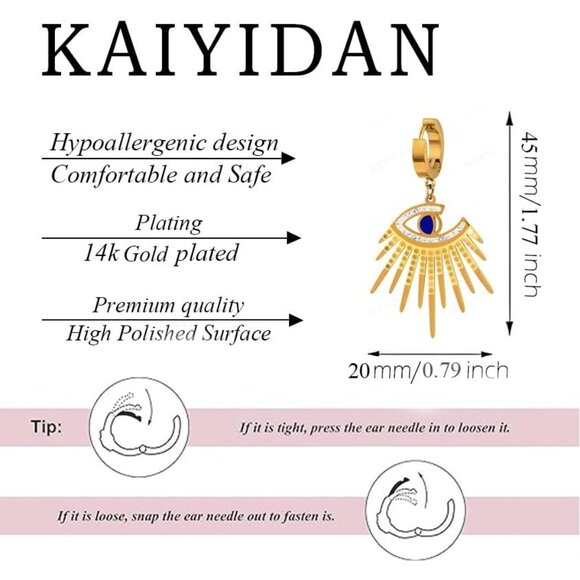 Gold eyelash Statement Vintage Long Boho Summer Earring for Women Accessories - Picture 4 of 9